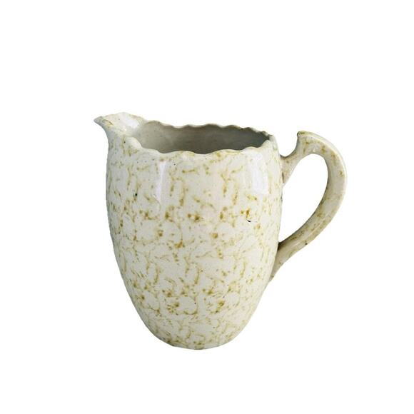 Vintage Stoneware 7” Pitcher Cream Brown Morton ? Pottery Vase Home Decor - Picture 1 of 13